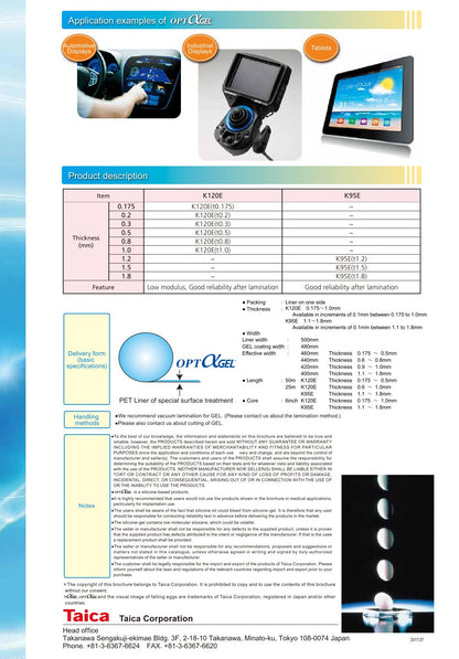 TAICA Opt Alpha Silikon-OCA -Rollenware einseitig mit Schutzliner -K95E-D